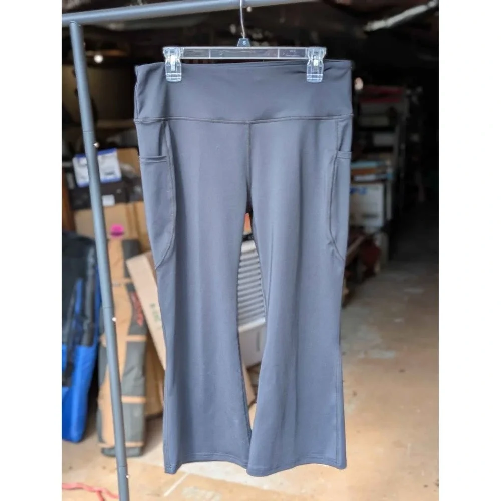 BALEAF Black Flare Yoga Pants L High Waist Pocket‎ Athletic Leggings Bootcut